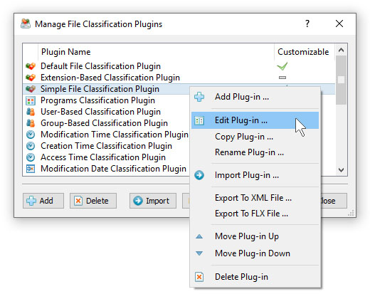 DiskSorter Edit File Classification Plug-in