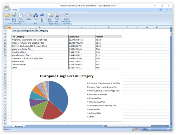 DiskSorter File Classification Excel Report