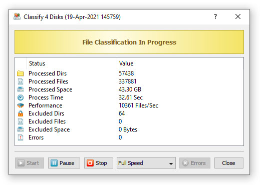 File Classification Progress Dialog